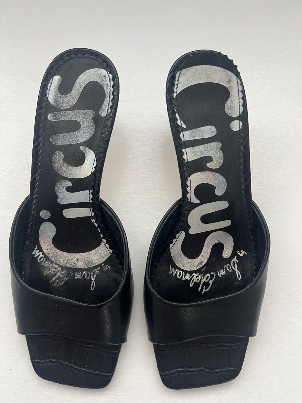 Circus by Sam Edelman Black Square-Toe Slide Mules